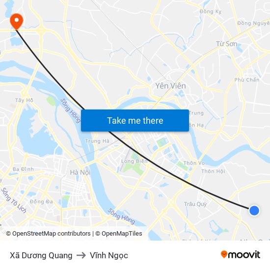 Xã Dương Quang to Vĩnh Ngọc map