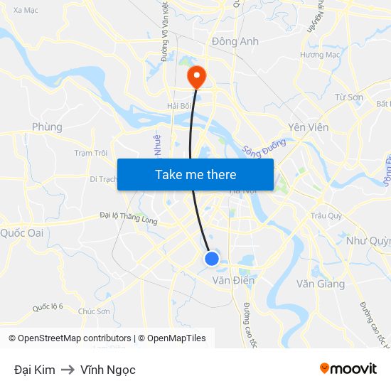 Đại Kim to Vĩnh Ngọc map