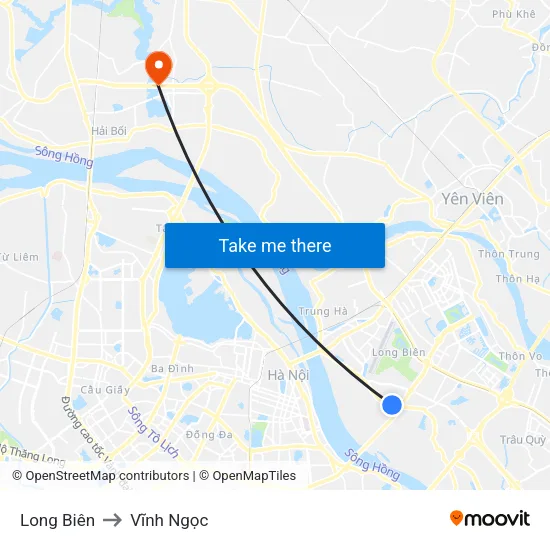 Long Biên to Vĩnh Ngọc map