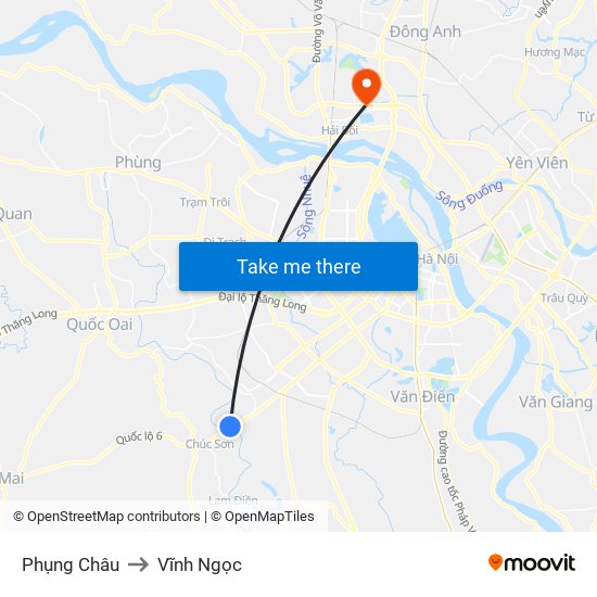 Phụng Châu to Vĩnh Ngọc map