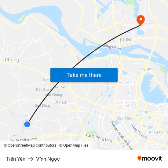 Tiền Yên to Vĩnh Ngọc map