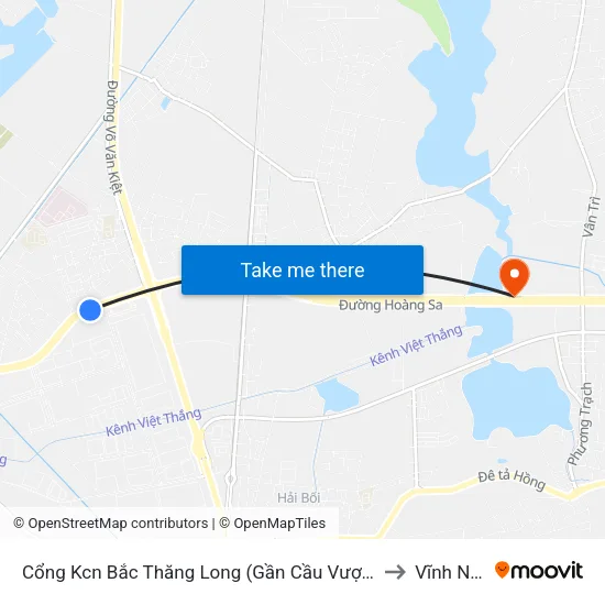 Cổng Kcn Bắc Thăng Long (Gần Cầu Vượt Bộ Hành) to Vĩnh Ngọc map