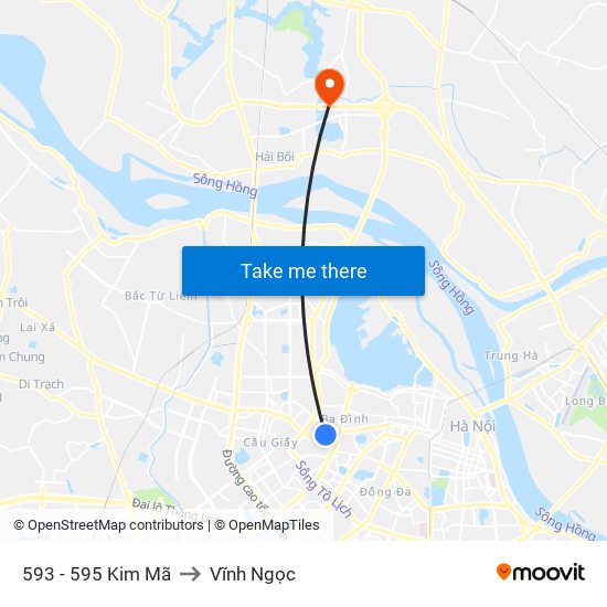 593 - 595 Kim Mã to Vĩnh Ngọc map