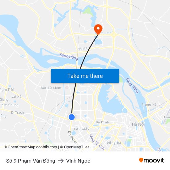 Số 9 Phạm Văn Đồng to Vĩnh Ngọc map