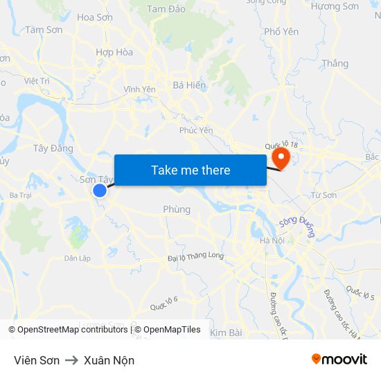 Viên Sơn to Xuân Nộn map