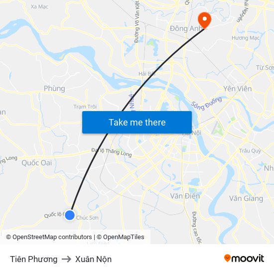 Tiên Phương to Xuân Nộn map