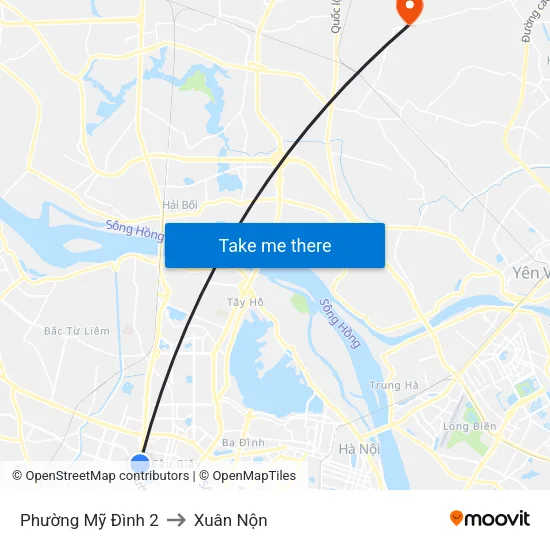 Phường Mỹ Đình 2 to Xuân Nộn map