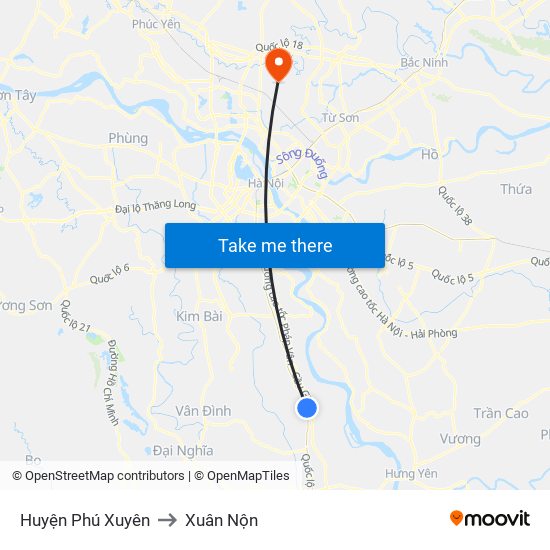 Huyện Phú Xuyên to Xuân Nộn map