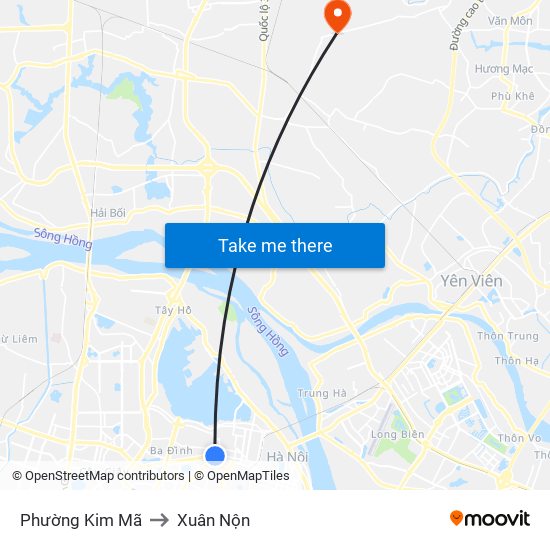 Phường Kim Mã to Xuân Nộn map