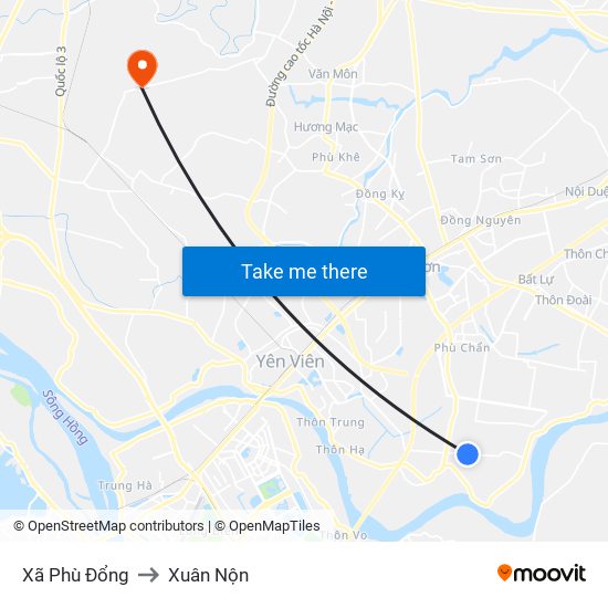 Xã Phù Đổng to Xuân Nộn map