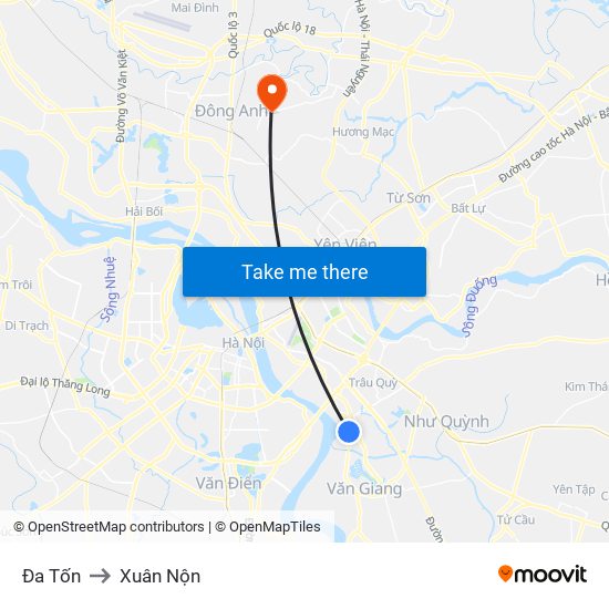 Đa Tốn to Xuân Nộn map