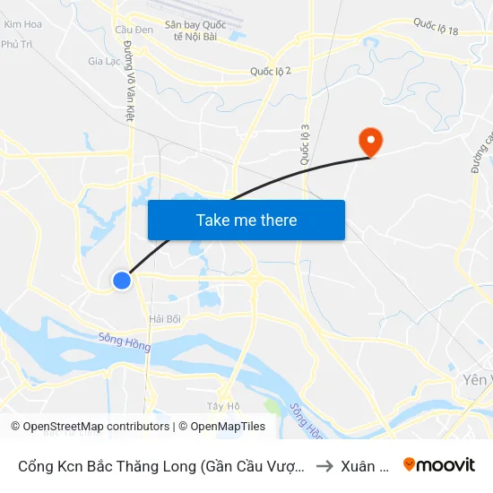Cổng Kcn Bắc Thăng Long (Gần Cầu Vượt Bộ Hành) to Xuân Nộn map
