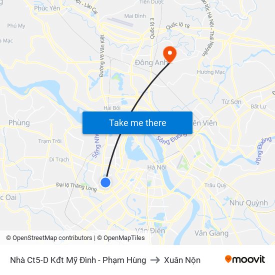 Nhà Ct5-D Kđt Mỹ Đình - Phạm Hùng to Xuân Nộn map