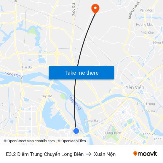 E3.2 Điểm Trung Chuyển Long Biên to Xuân Nộn map