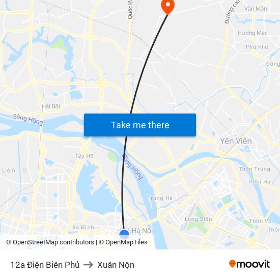 12a Điện Biên Phủ to Xuân Nộn map