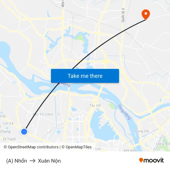 (A) Nhổn to Xuân Nộn map