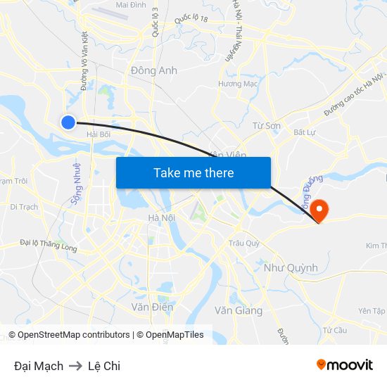 Đại Mạch to Lệ Chi map