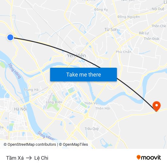 Tầm Xá to Lệ Chi map