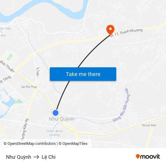 Như Quỳnh to Lệ Chi map