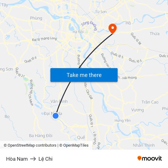 Hòa Nam to Lệ Chi map