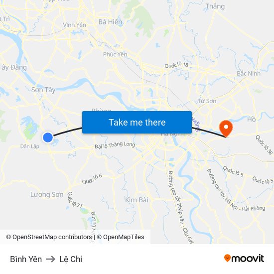 Bình Yên to Lệ Chi map