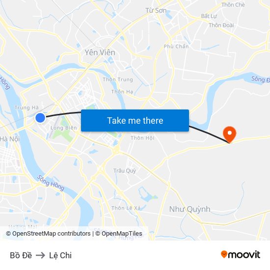 Bồ Đề to Lệ Chi map