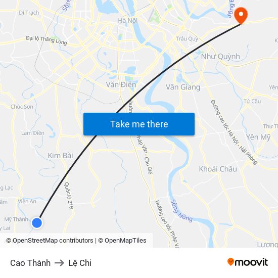 Cao Thành to Lệ Chi map