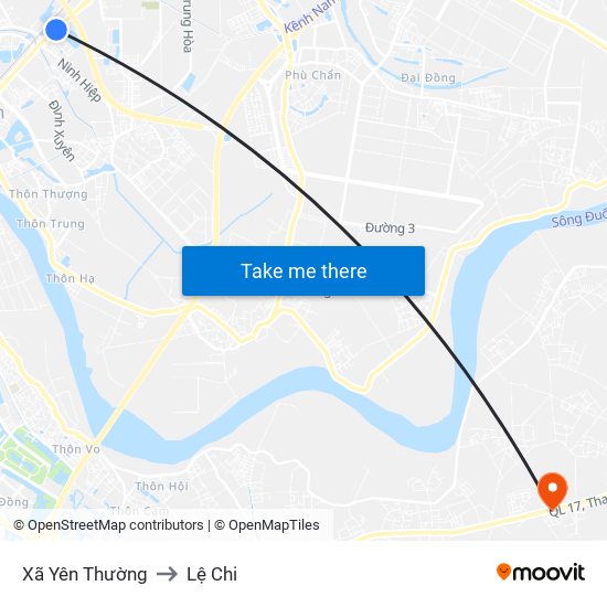 Xã Yên Thường to Lệ Chi map