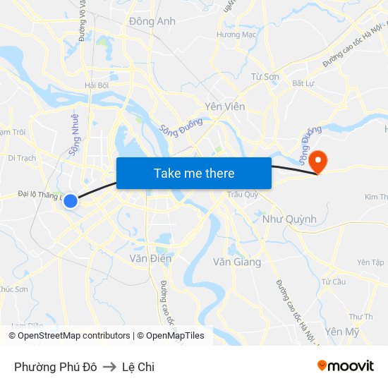 Phường Phú Đô to Lệ Chi map