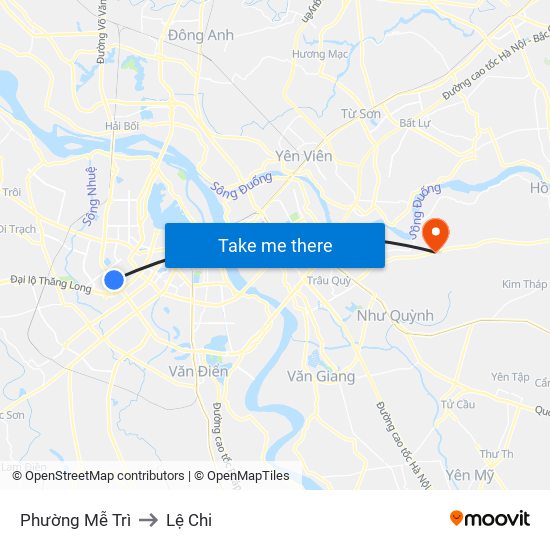 Phường Mễ Trì to Lệ Chi map