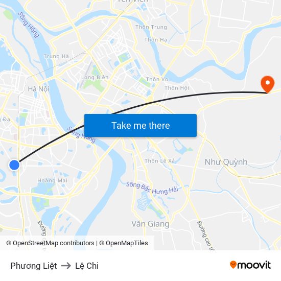 Phương Liệt to Lệ Chi map