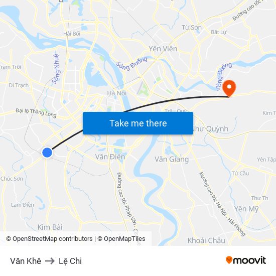 Văn Khê to Lệ Chi map