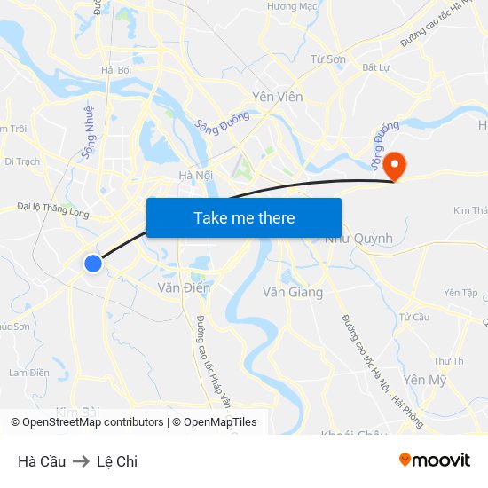 Hà Cầu to Lệ Chi map
