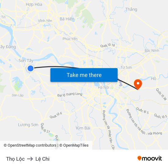 Thọ Lộc to Lệ Chi map