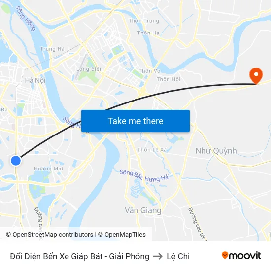 Đối Diện Bến Xe Giáp Bát - Giải Phóng-Cột 2 to Lệ Chi map