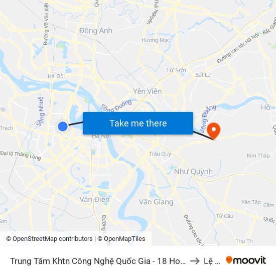 Trung Tâm Khtn Công Nghệ Quốc Gia - 18 Hoàng Quốc Việt to Lệ Chi map