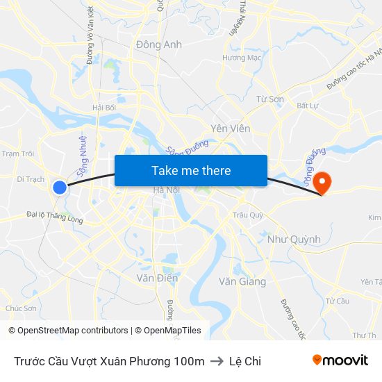 Trước Cầu Vượt Xuân Phương 100m to Lệ Chi map