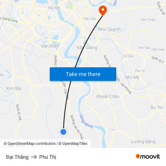 Đại Thắng to Phú Thị map