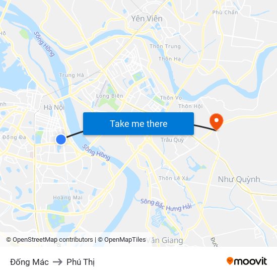 Đống Mác to Phú Thị map