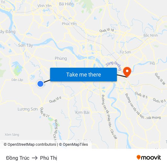 Đồng Trúc to Phú Thị map