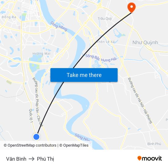 Văn Bình to Phú Thị map