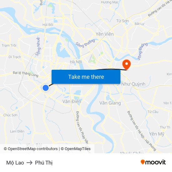 Mộ Lao to Phú Thị map