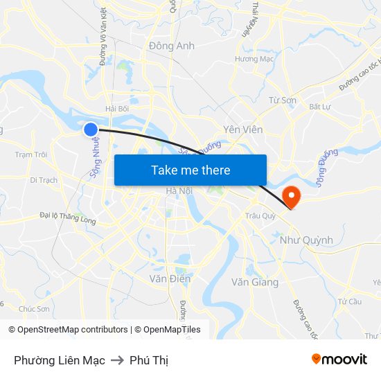 Phường Liên Mạc to Phú Thị map