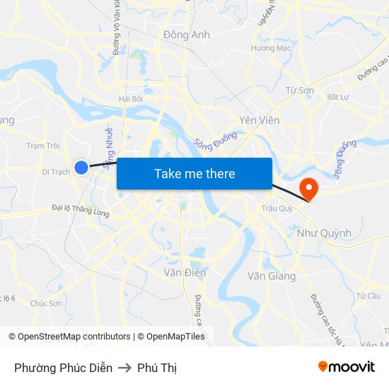 Phường Phúc Diễn to Phú Thị map