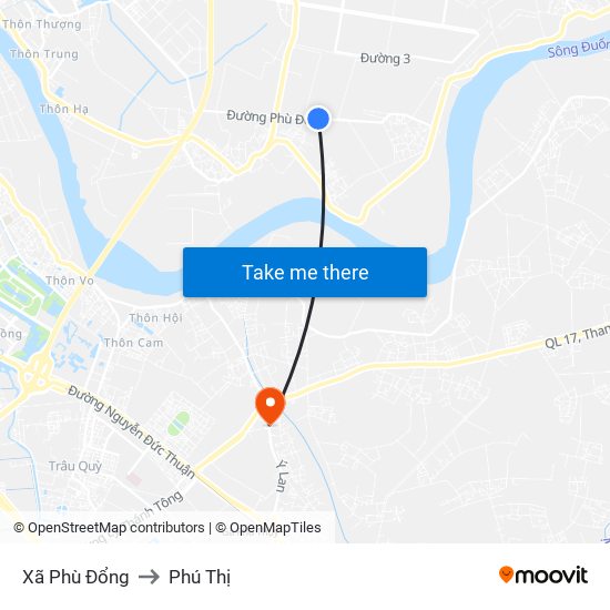 Xã Phù Đổng to Phú Thị map