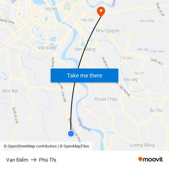Vạn Điểm to Phú Thị map