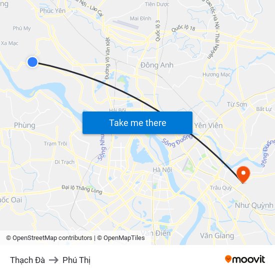 Thạch Đà to Phú Thị map