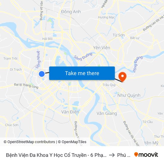 Bệnh Viện Đa Khoa Y Học Cổ Truyền - 6 Phạm Hùng to Phú Thị map