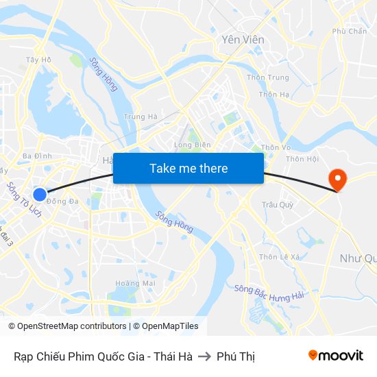 Rạp Chiếu Phim Quốc Gia - Thái Hà to Phú Thị map