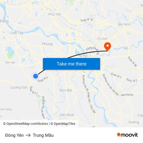 Đông Yên to Trung Mầu map